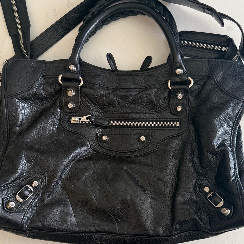 Balenciaga Black Leather Satchel with Silver Hardware Accents - Picture 3 of 8